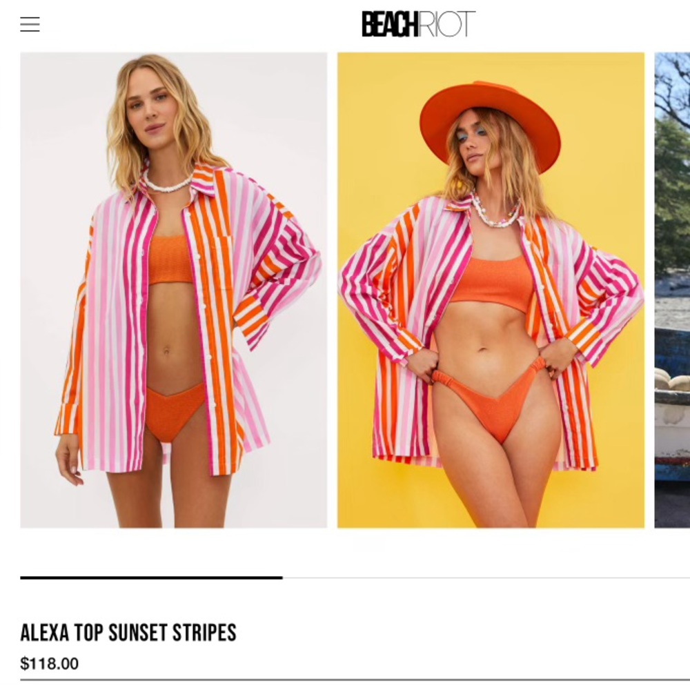 Beach Riot Alexa Top Sunset Stripes, Size L/XL, NWT